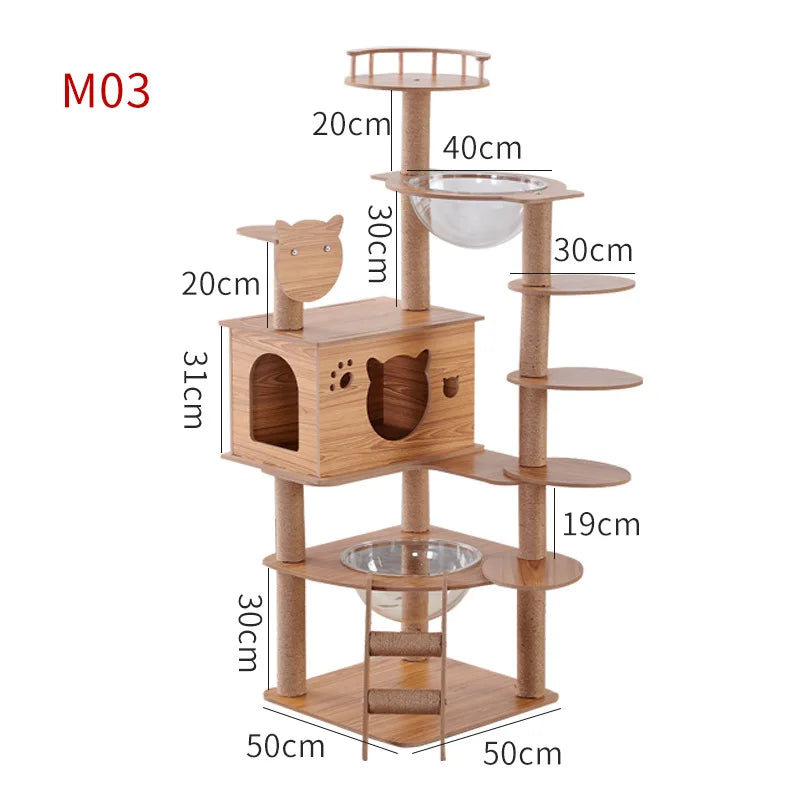 Cat Climbing Frame Indoor Apartment Style Large Multi Layer Cat Tree Tower For Cats With Burrows And Grab Plate For Living Room