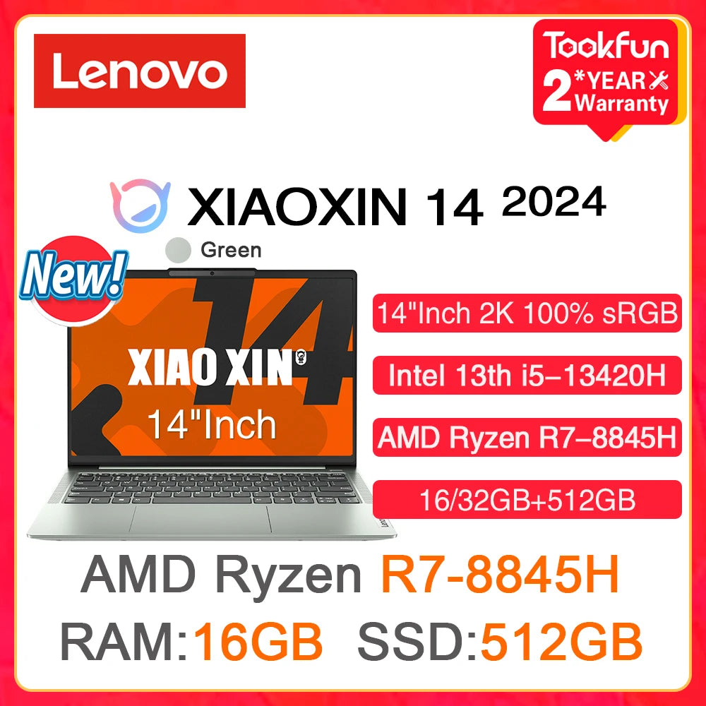 Lenovo XIAOXIN 14 (IdeaPad Slim 5) 2024 Laptop AMD Ryzen R7-8845H Intel Core i5-13420H 16GB 32GB 512GB 14" Inch FHD Computer PC