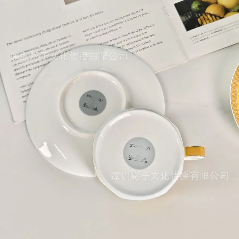 Swan Series European Modern Simple Luxury Style Bone Porcelain Coffee Cup Dish Afternoon Tea Cup Home Gift Double Cup