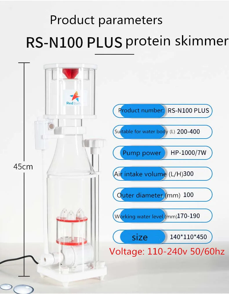 DC24V Red starfish skimmer DC-SQ-70 SQ-90 seawater tank mini micro tank small protein skimmer nitrifier mute 70-300L aquarium
