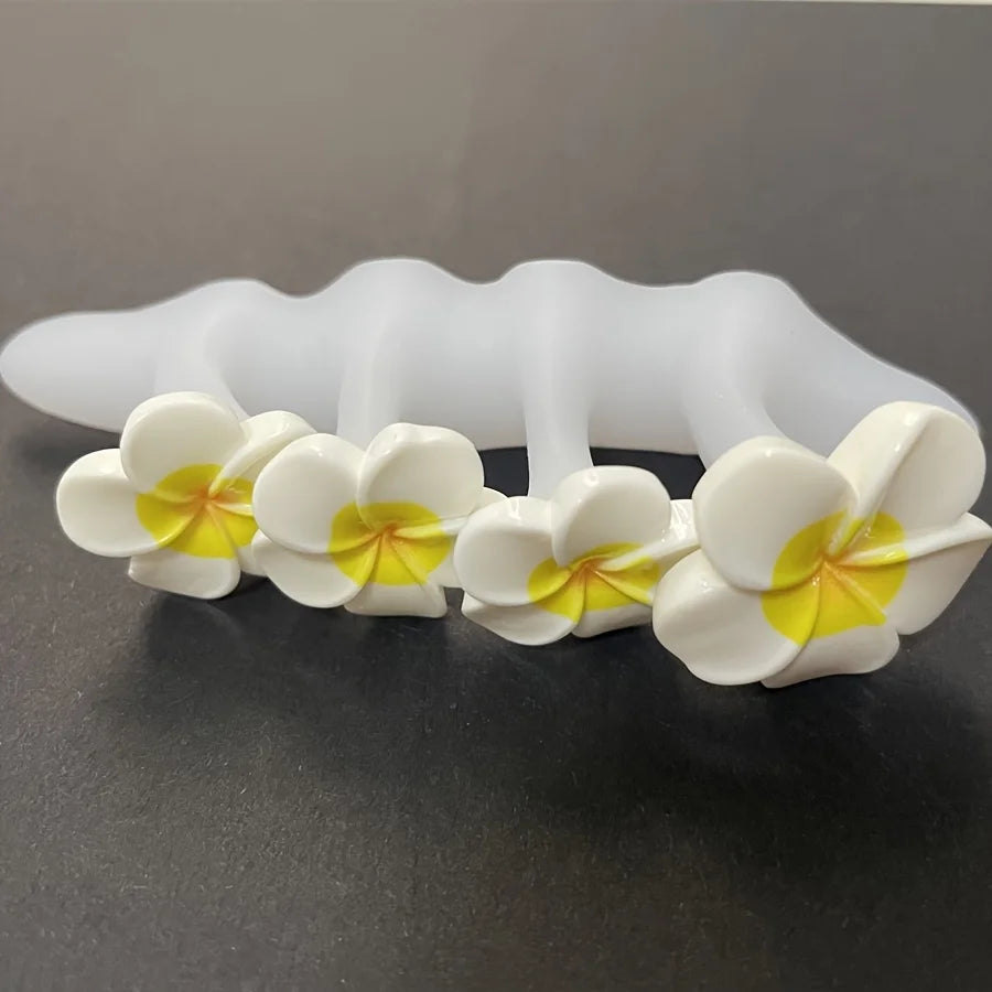 Soft silicone white flower shaped toe separator, nail art applicator, convenient toe separator