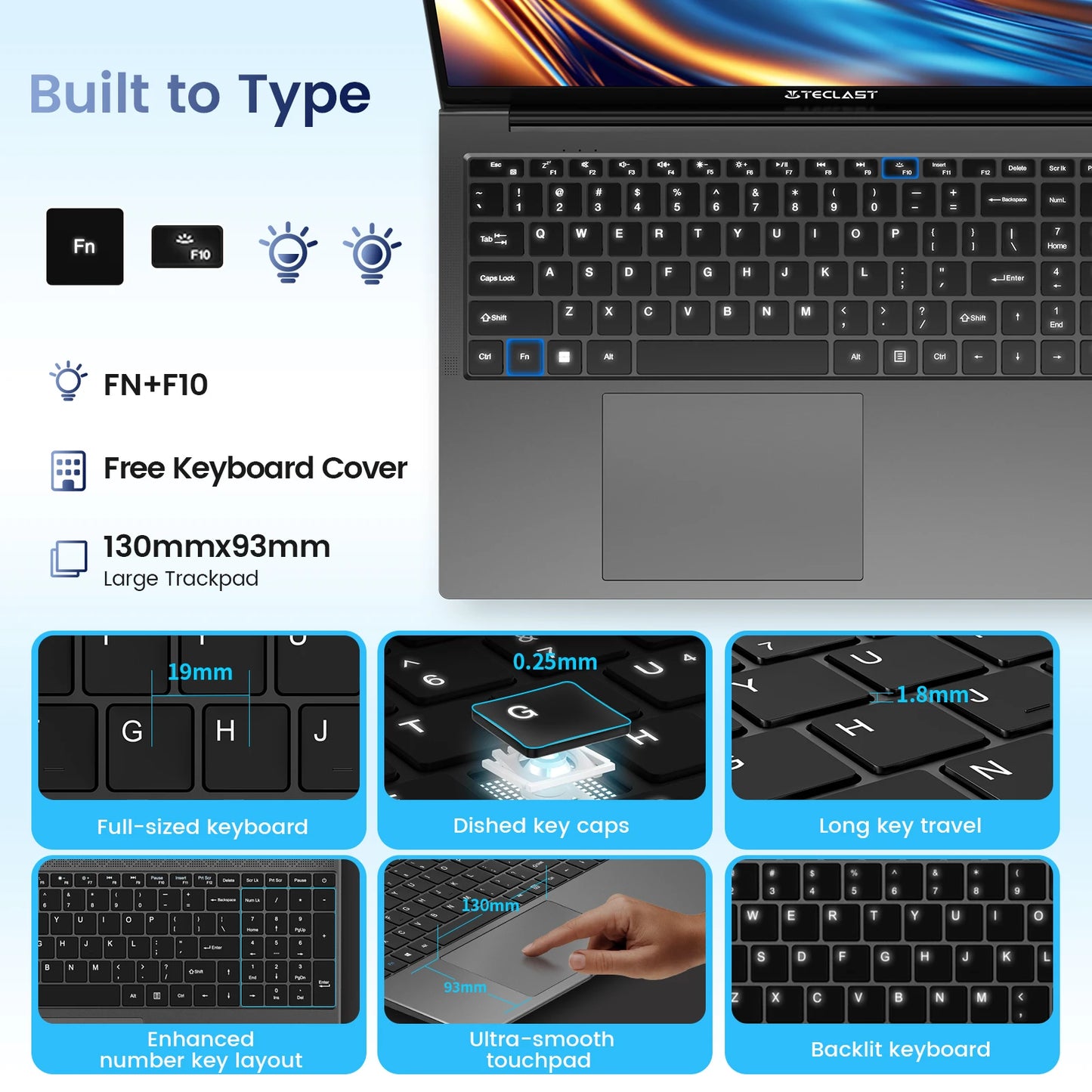 Teclast F17Plus Laptop 17.3 inch, 16GB RAM 512GB SSD, Intel N95, Windows 11 Pro Notebook, 180° Flip Laptops Computer, Backlit Keyboard, mini-HDMI，USB 3.2x3