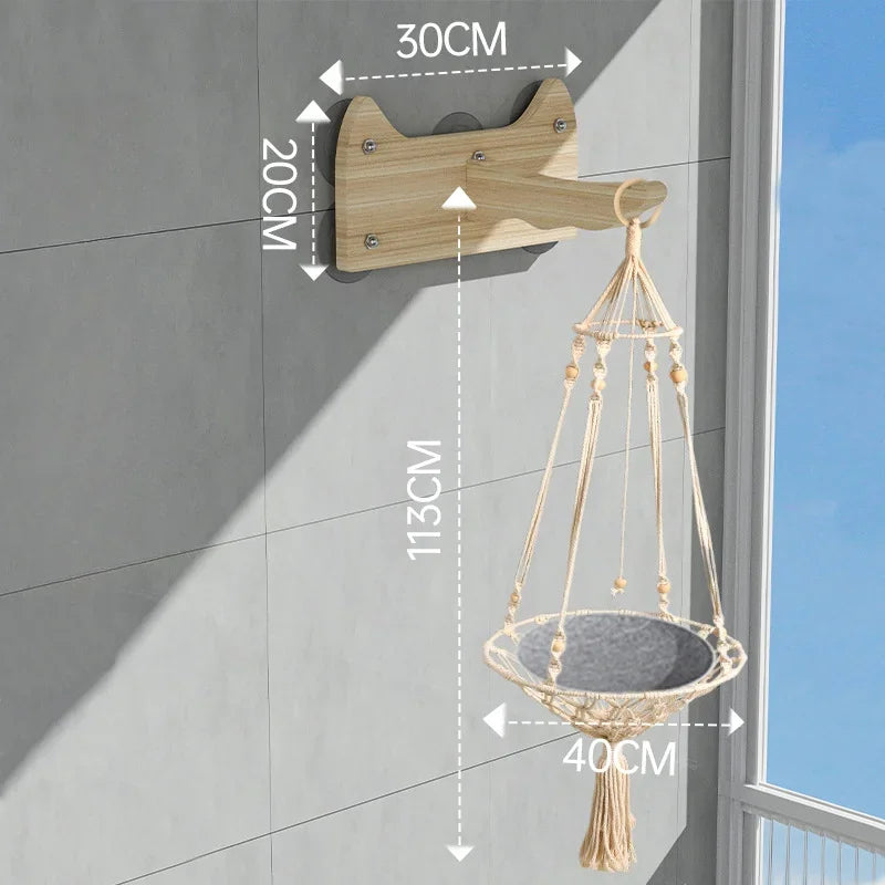 Suction Cup Cat Climbing Wooden Wall Jumping Cats Space Capsule Cat Nest Hanging Basket Pet Products Supplies Furniture