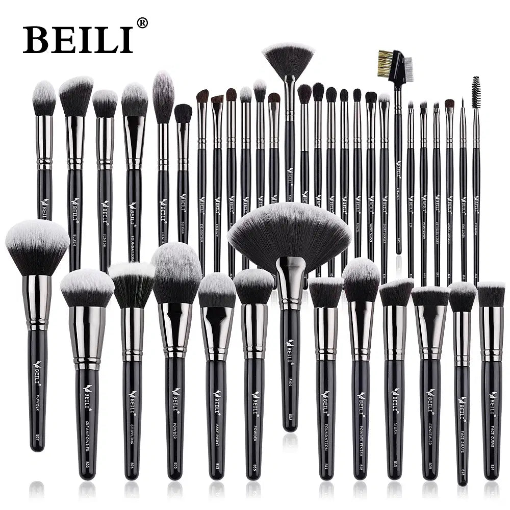 Handle Color: Red, Ships From: CHINA - BEILI Makeup Brush Set with Holder 30-42Pcs Professional Foundation Powder Blush Eyeshadow Blending Brushes Kit Make Up Tools