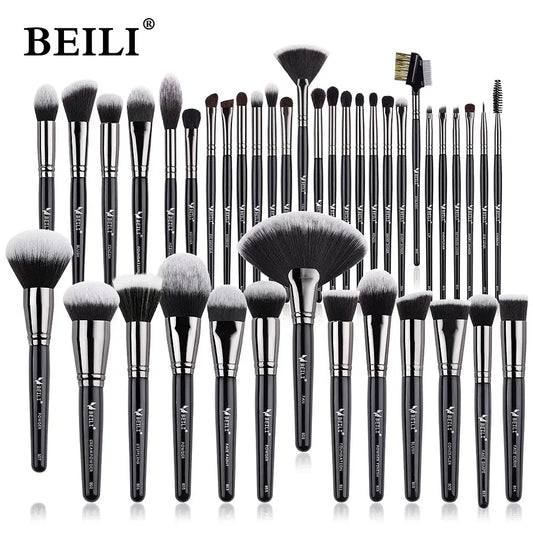 Handle Color: Red, Ships From: CHINA - BEILI Makeup Brush Set with Holder 30-42Pcs Professional Foundation Powder Blush Eyeshadow Blending Brushes Kit Make Up Tools