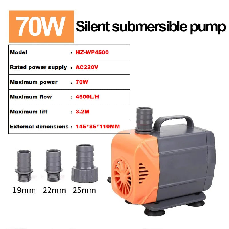 AC220V silent submersible water pump, circulating fountain pump, fish tank and pond circulating pump, garden rockery water pump