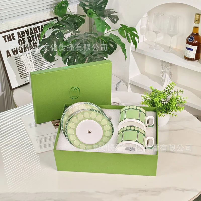 Swan Series European Modern Simple Luxury Style Bone Porcelain Coffee Cup Dish Afternoon Tea Cup Home Gift Double Cup