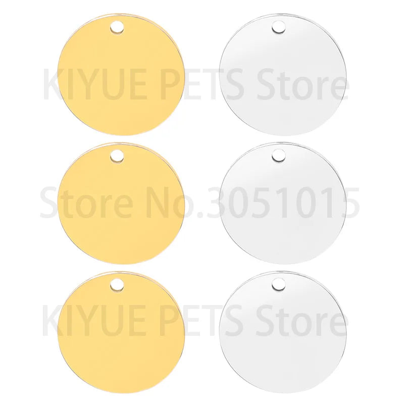 Engraved 100PCS Blank Stainless Steel Round ID Tag Pet Dog Metal Pendant Jewelry Necklace Nameplate Cat Accessoires