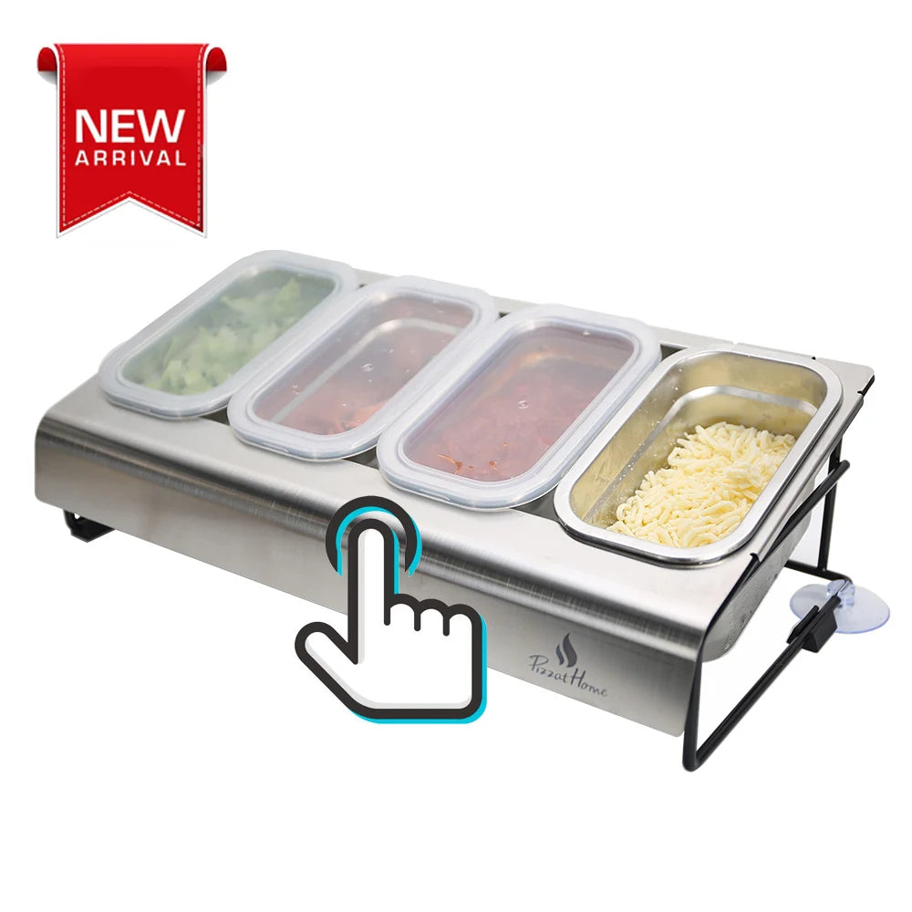 PizzAtHome 2/3/4/5/6 Section Seasoning Box Stainless Steel Ingredients Box Cheese Sauce Salt Sugar Box Spice Jar Baking Tool