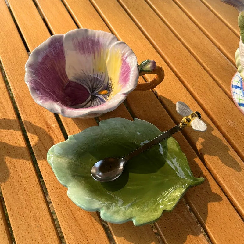 American Hand-painted Ceramic Dinner Set Rabbit Teapot Coffee Cup Plates for Enchanting Garden Afternoon TeaVintage Tableware