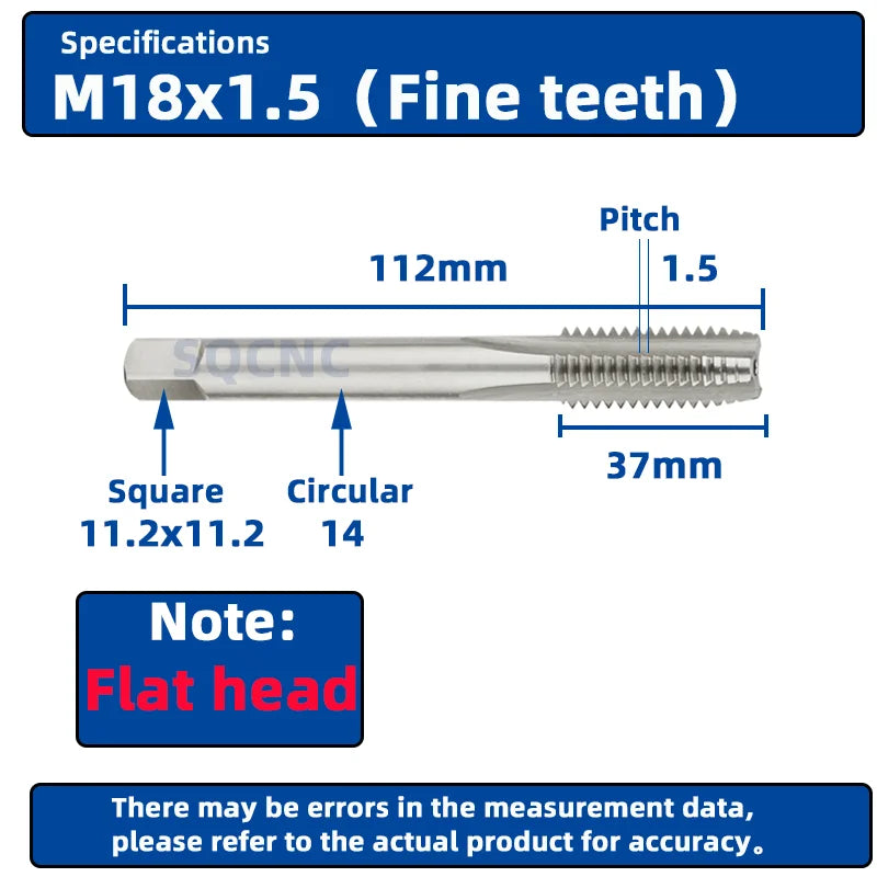 SIQICNC Right Hand Thread Tap HSS Machine Plug Tap Metric Screw Tap Drill Thread Tool M2 M3 M4 M6 M7 M8 M10 M12 M14 Hand Tools
