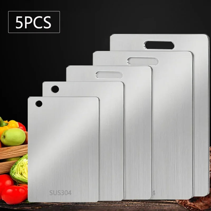 WXCOO 1PCS Stainless Steel Chopping Boards Titanium Thickened Boards Non Stick Double Sided Fruit Meat Chopping Cutting Boards