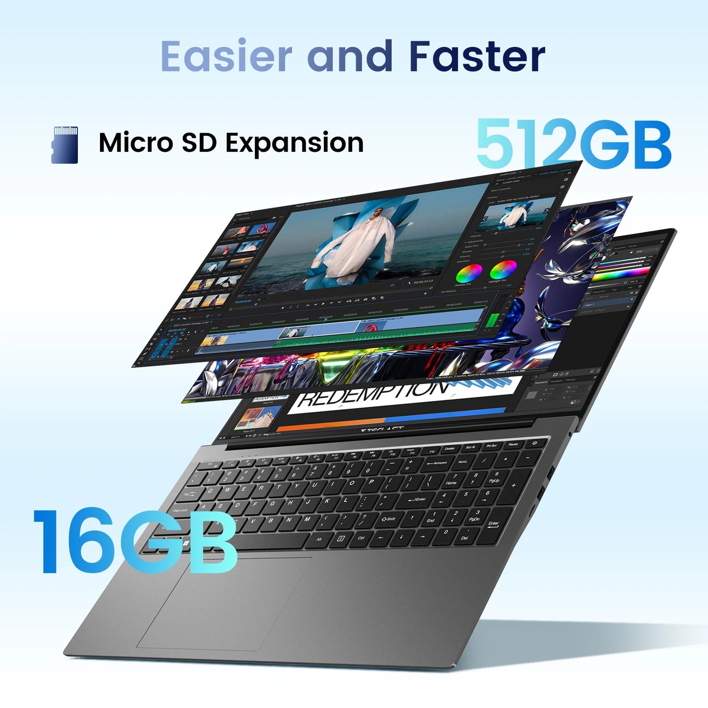 Teclast F17Plus Laptop 17.3 inch, 16GB RAM 512GB SSD, Intel N95, Windows 11 Pro Notebook, 180° Flip Laptops Computer, Backlit Keyboard, mini-HDMI，USB 3.2x3
