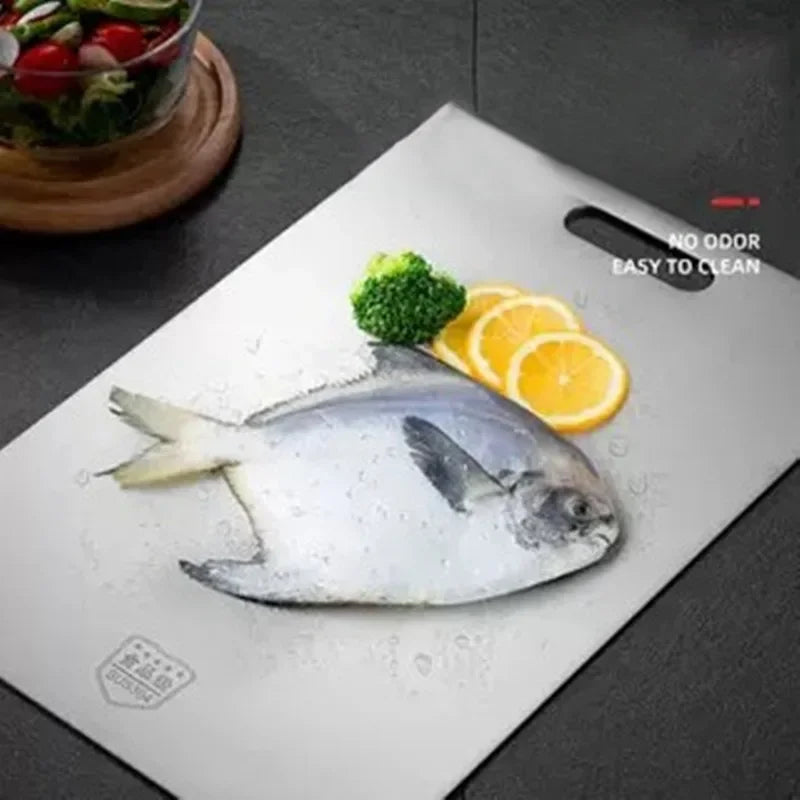 WXCOO 1PCS Stainless Steel Chopping Boards Titanium Thickened Boards Non Stick Double Sided Fruit Meat Chopping Cutting Boards