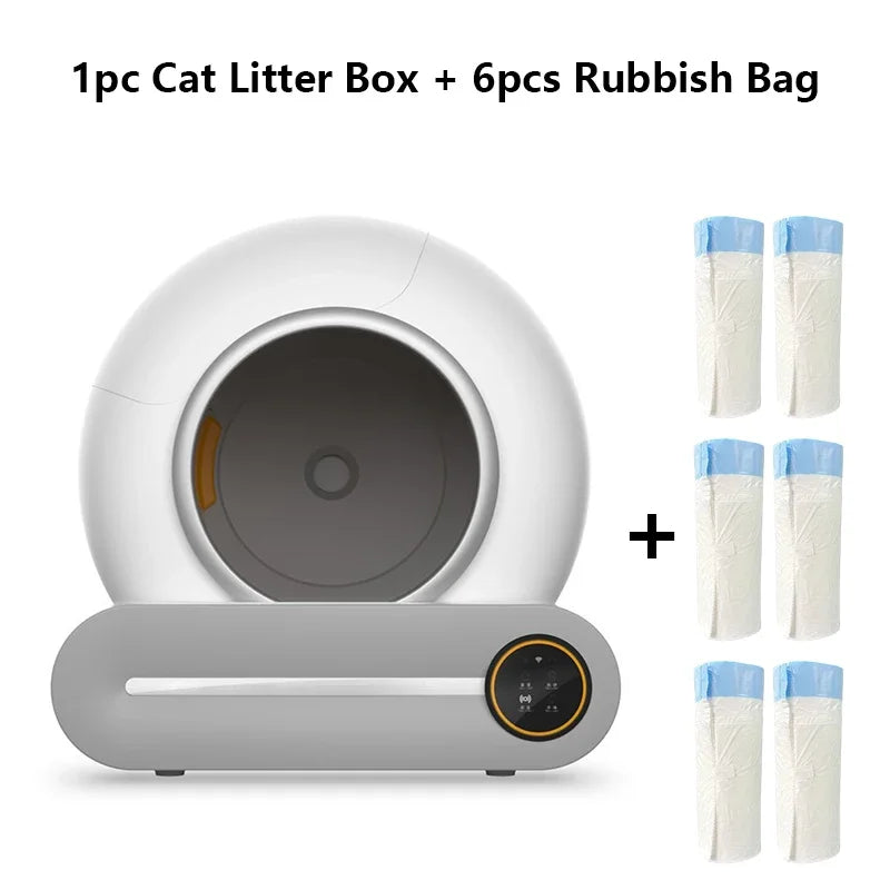 65L Automatic Intelligent Cat Litter Box Self Cleaning Fully Closed Electric Deodorising Litter Rubbish Bag Cat Toilet Trash Bag