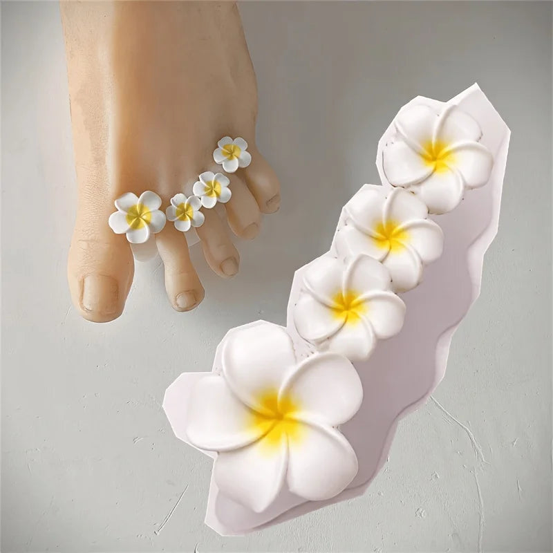 Soft silicone white flower shaped toe separator, nail art applicator, convenient toe separator