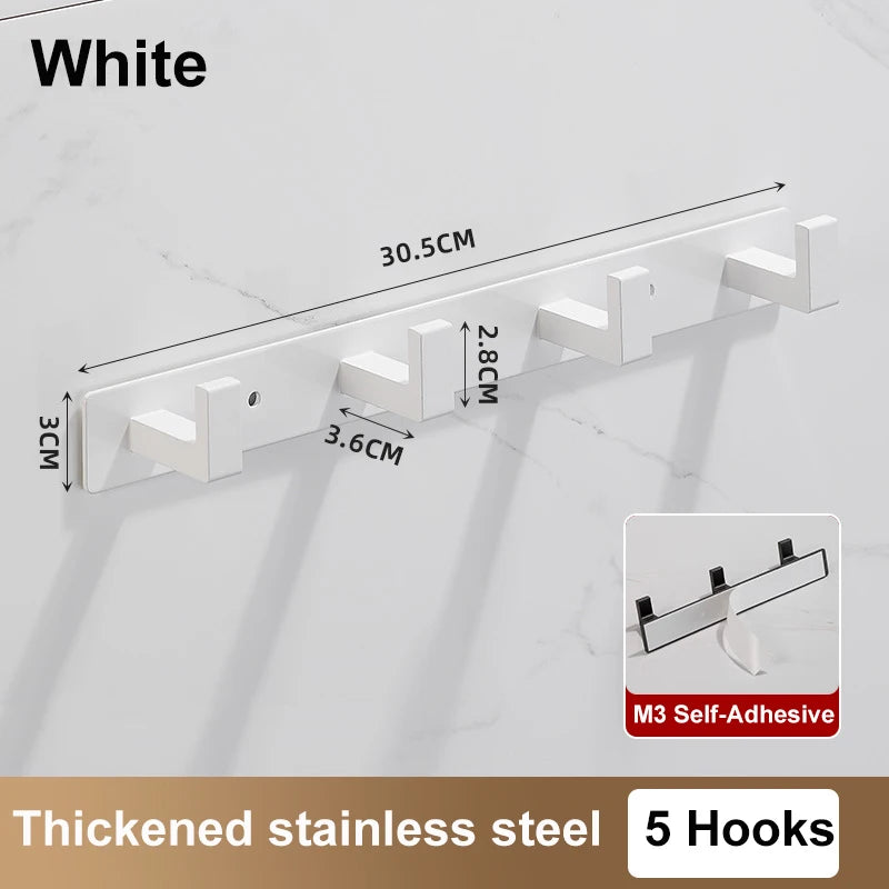 Stainless Steel Coat Rack Wall Mount - Multi-Functional Hanger with Clothes Hooks Bag And Hat Holder for Entryway Bathroom