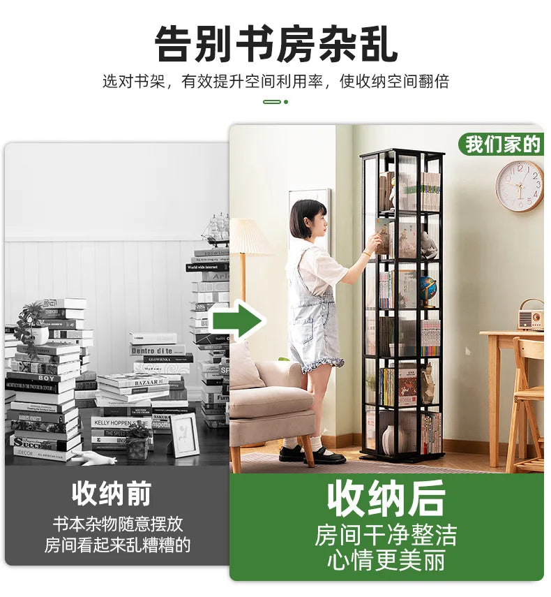 Rotational Bookshelf Organizers Home Storage Shelves Furniture Living Room Shelf Bookcases Librero Organizador Estanteria