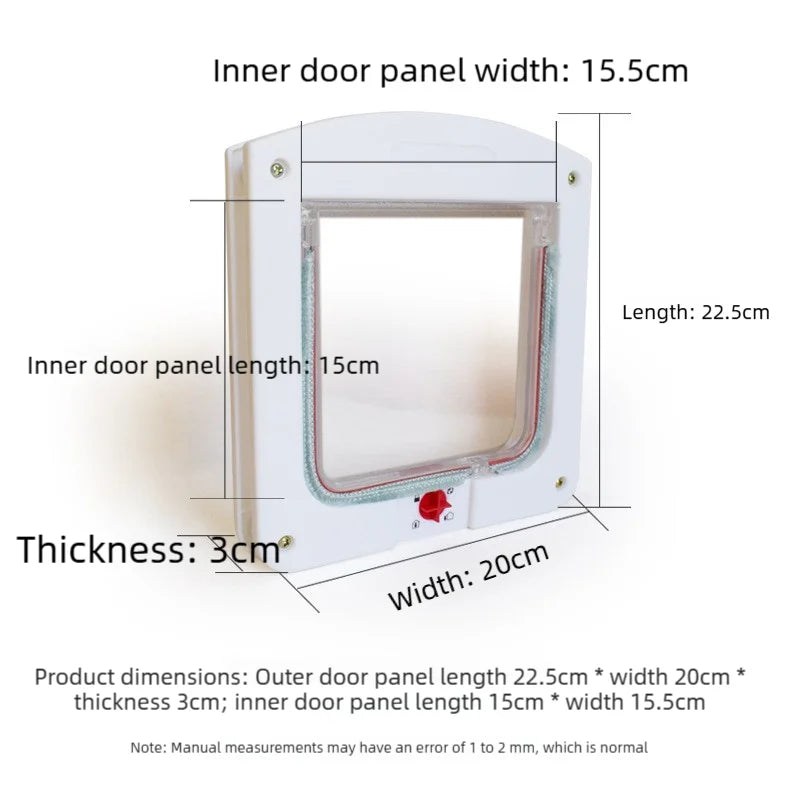 Pet door for cats and dogs, allowing controlled entry and exit, and featuring a two-way design