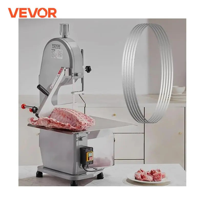 SucceBuy Band Saw Blade 65x0.63x0.02 inch 5 Pack Meat Bandsaw Blades for Replacement Carbon Steel Commercial Bone Saw Machines