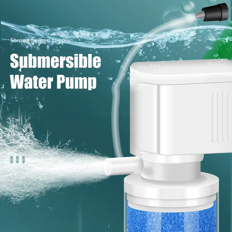 220V Ultra Quiet Aquarium Internal Filter Water Purification Multi-functional Fish Tank Water Pump Wave Make Stool Sucker