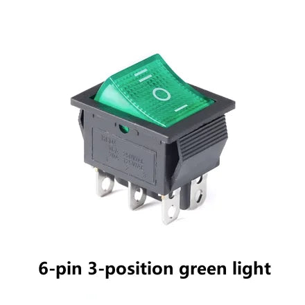 New KCD4 16A 250VAC 20A 125VAC Boat Type Rocker Switch 4/6 Pin 2/3 Positions with Black Red, Green, Blue and Yellow Lights