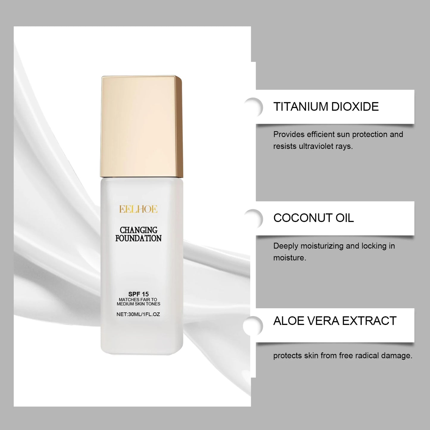 Liquid Foundation Naturally Covers Flaws Full Coverage Matte Moisturizer Oil-control Sunscreen Spf 15 Waterproof Sweat-resistant