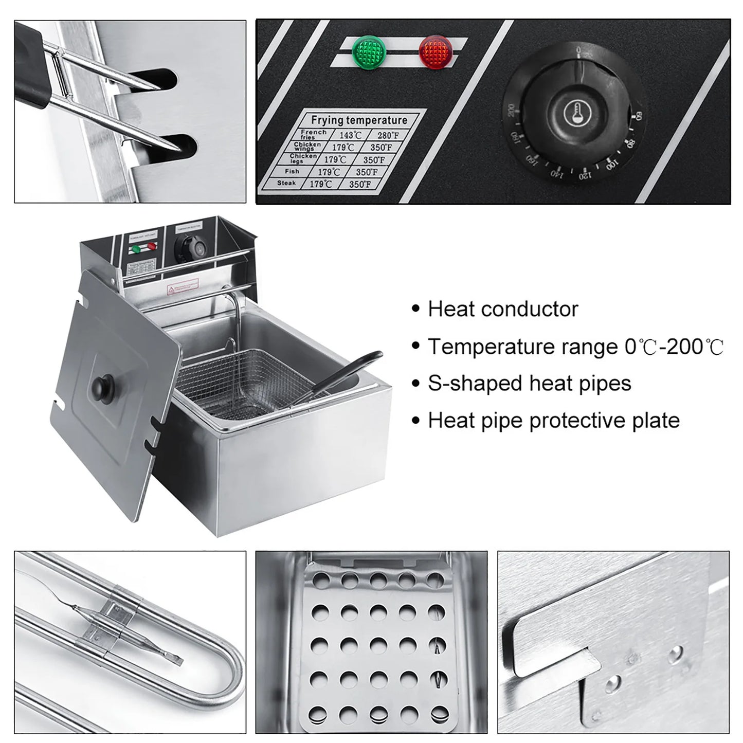 6L Stainless Steel Electric  Fryer with Basket for Commercial &amp Home Use Electric Fryer  Fryer Stainless Steel Fryer