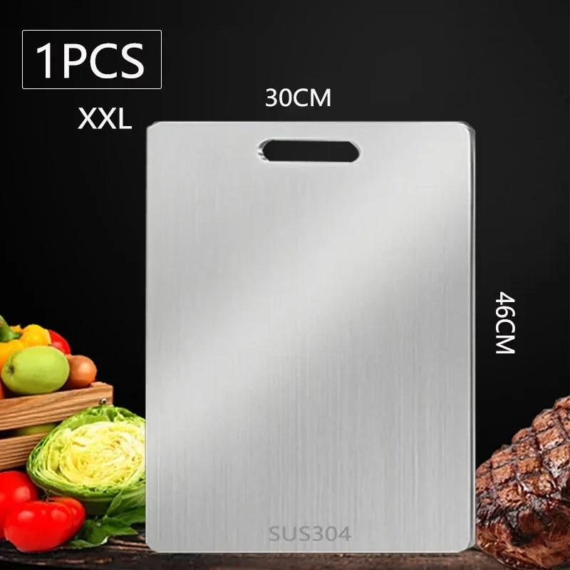 WXCOO 1PCS Stainless Steel Chopping Boards Titanium Thickened Boards Non Stick Double Sided Fruit Meat Chopping Cutting Boards