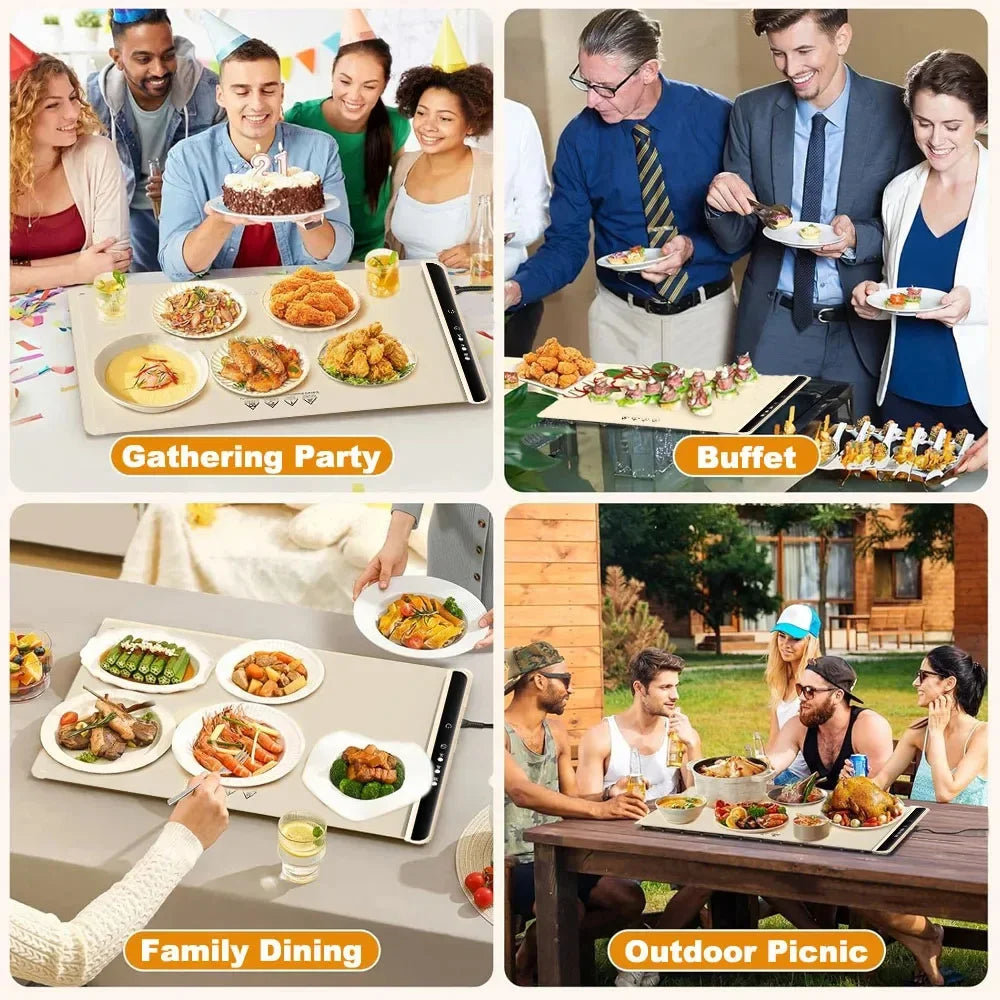 Electric Warming Tray Food Warmer Mat Foldable Coffee Warming Pad for Food Portable Electric Warming Tray Silicone Warmer Plate