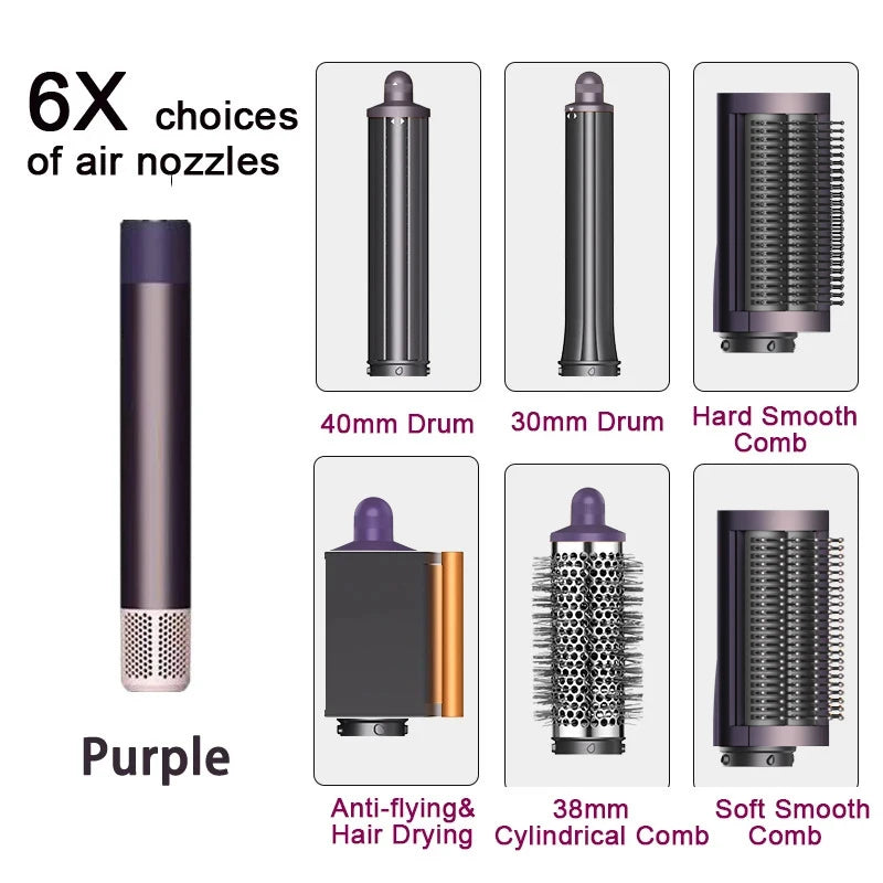 6 in1 Multi Hair Styler Curling Iron Hair Hot Air Brush Curling Barrel Brush HairDryer Salon Professional Curly Styler Tools