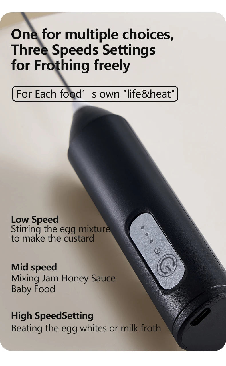 MINl Mik Frother USB Rechargeable 3 Speeds Foam Maker Coffee Whisk Mixer Electric Handle Blender Egg Beater Hot Cooking Tools