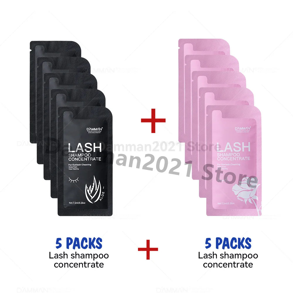 DAMMAN New Upgrades 7.5ml Eyelash Extensions Shampoo Non-irritation Lash Shampoo Concentrate Lashes Cleansing Mousse Makeup Tool