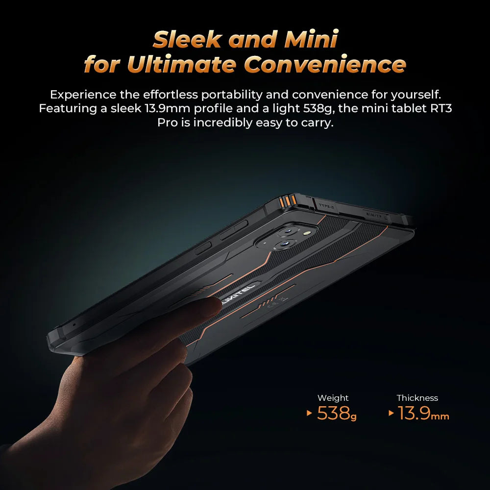 Oukitel RT3 PRO 5150mAh Battery 16GB+128GB 8"HD Display 13.9mm Ultra-Slim Profile IP68 &IP69K & MIL-STD-810H