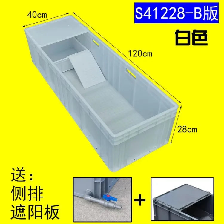 Thickened Turtle Tank Water and Land Tank with Egg-laying Sand Table Combined Plastic Breeding Box Climbing Pet Basin