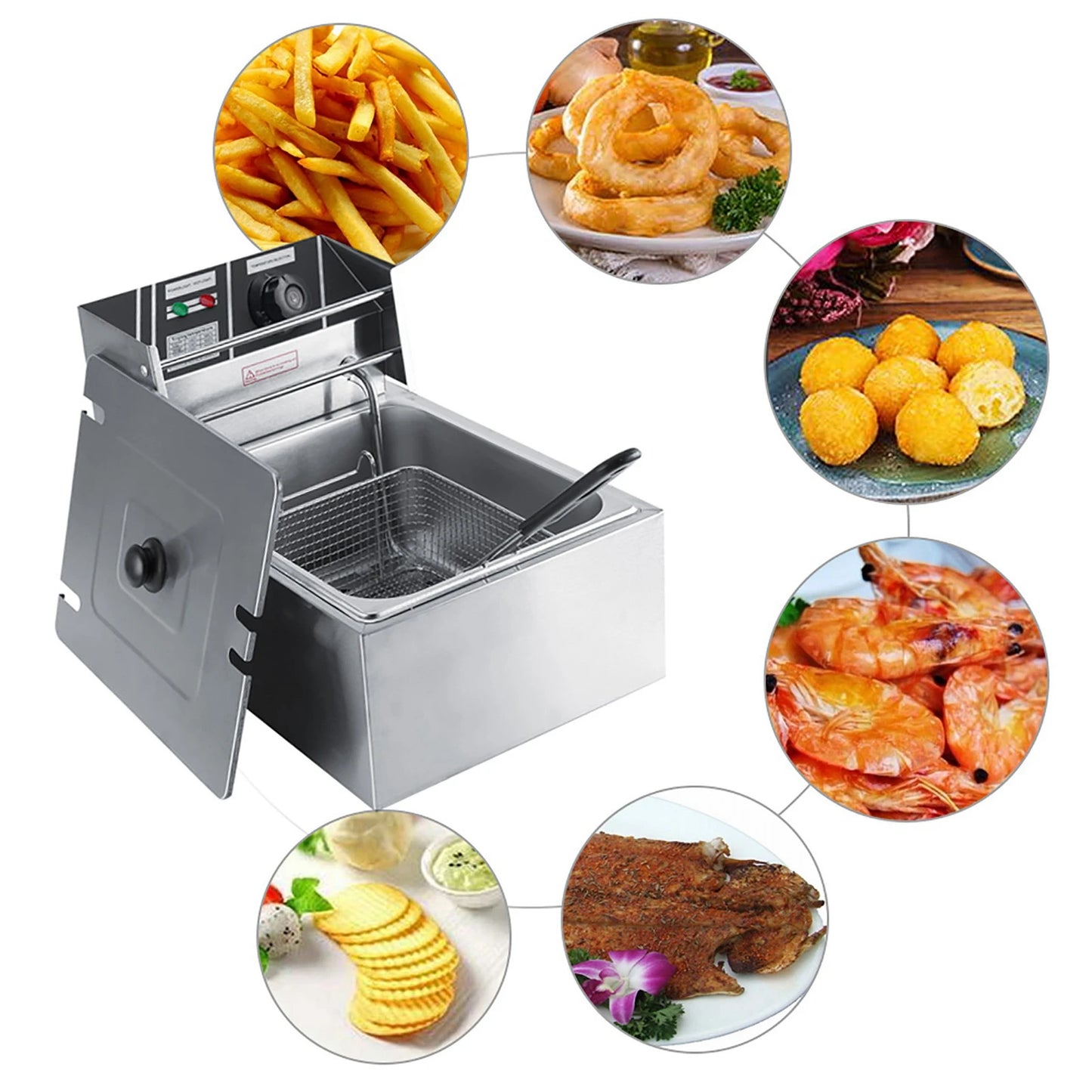 6L Stainless Steel Electric  Fryer with Basket for Commercial &amp Home Use Electric Fryer  Fryer Stainless Steel Fryer