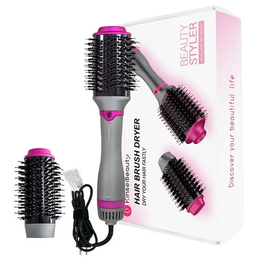 Plug Type: EU Plug, Color: Red - Kinseibeauty 1200W Hot Air Comb Replaceable Head Shape Comb