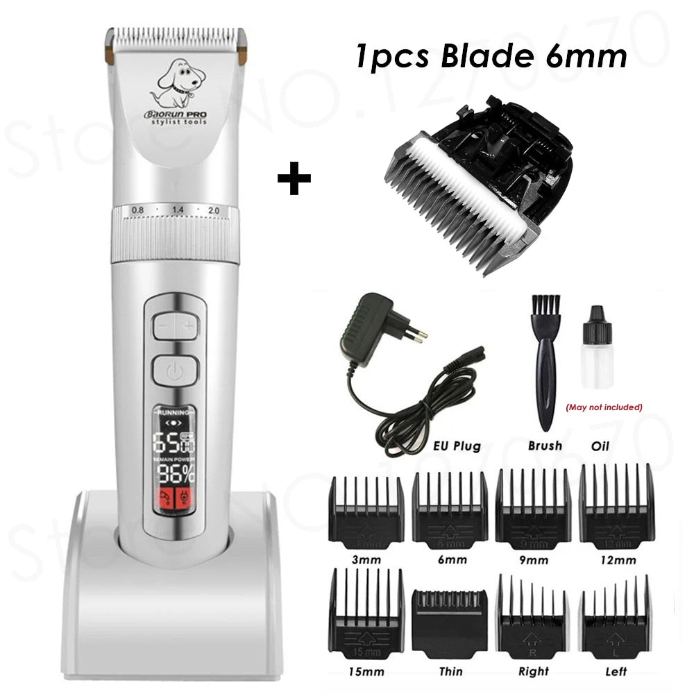 BaoRun P9 Dog Clipper Professional LCD Display Pet Cat Clippers Shaver Electrical Grooming Trimmer Rechargeable Haircut Machine