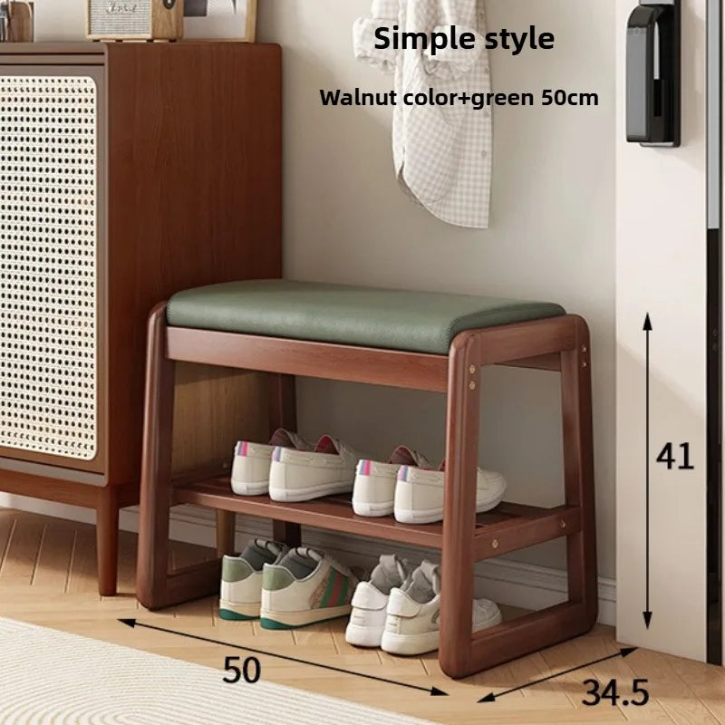 New Chinese style shoe changing stool with seating at the entrance, entrance door, shoe rack, entrance hall, household soft bag,