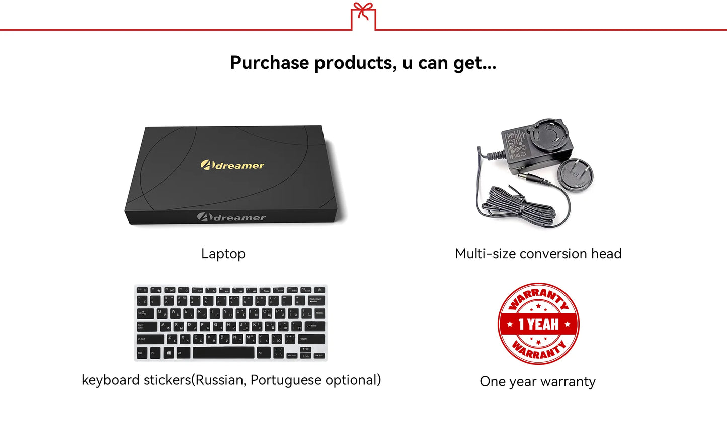 Adreamer Laptop 8GB RAM 1TB SSD Computer 13.3-inch Intel Notebook 2560X1600 Resolution Celeron N4020 Portable Computer