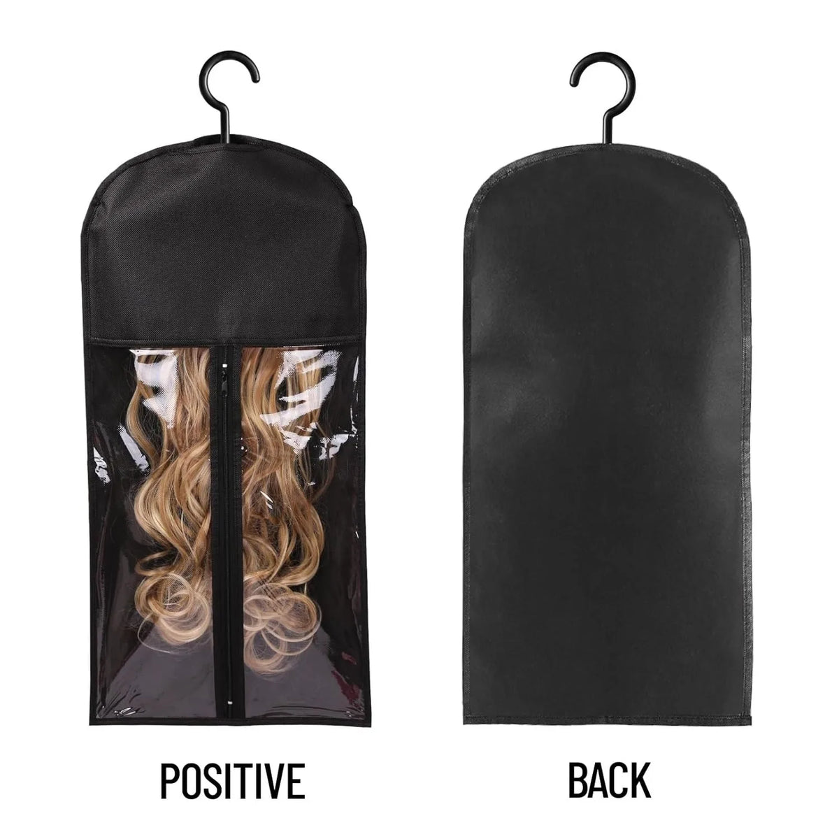 Hair Extension Holder Wig Storage Bag with Hanger Hairpieces Ponytail Bundles Storage Carrier Case for Store Style Hair Travel