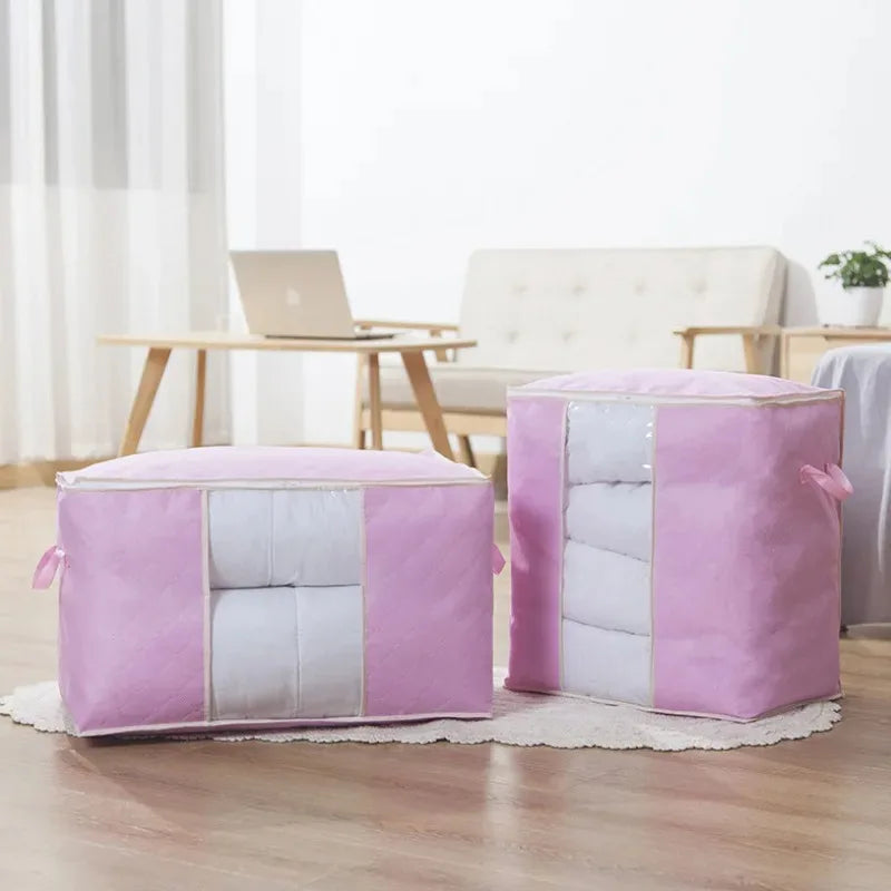 Non-woven Portable Clothes Storage Bag Organizer Folding Closet Organizer for Pillow Quilt Blanket Bedding