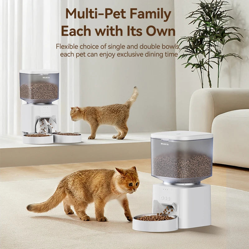 ROJECO Automatic Pet Feeder 4.5L Smart Cat Food Kibble Dispenser WIFI APP Remote Control Auto Dog Pet Food Dispenser Cat Supply