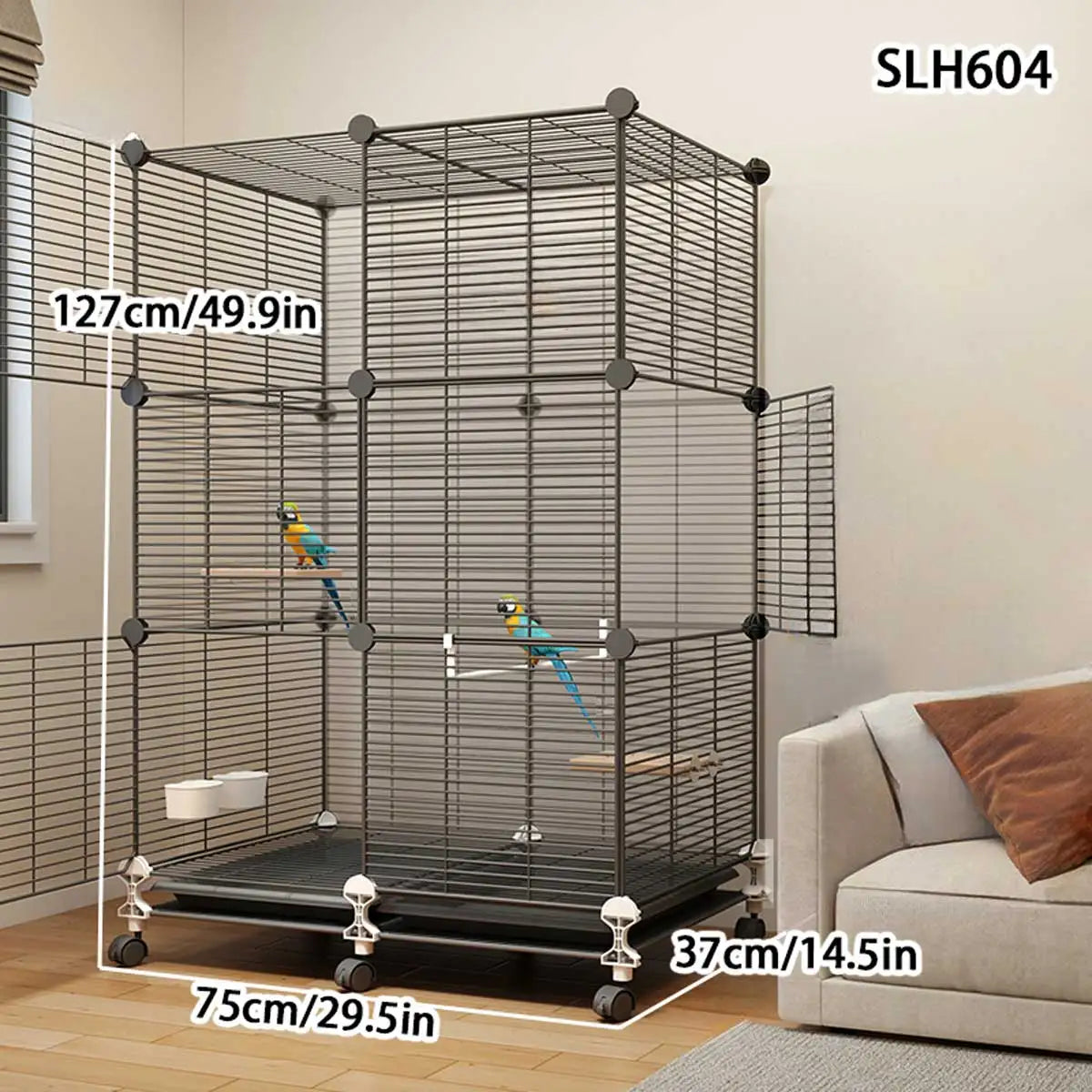 Bird Cage Large Parrot Cage Black Phoenix Myna Special Luxury House Large Thrush Tiger Skin Pearl Bird with Toilet Bird Bowl Wrought Iron Cage