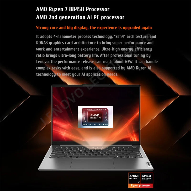 Lenovo Laptop 2024 Xiaoxin Pro 14 AMD R7 8845H 16/32GB 1T/2T SSD Radeon 780M 14“ 2.8K 120Hz OLED Al Notebook New PC