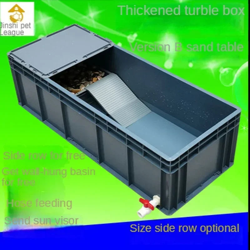 Thickened Turtle Tank Water and Land Tank with Egg-laying Sand Table Combined Plastic Breeding Box Climbing Pet Basin