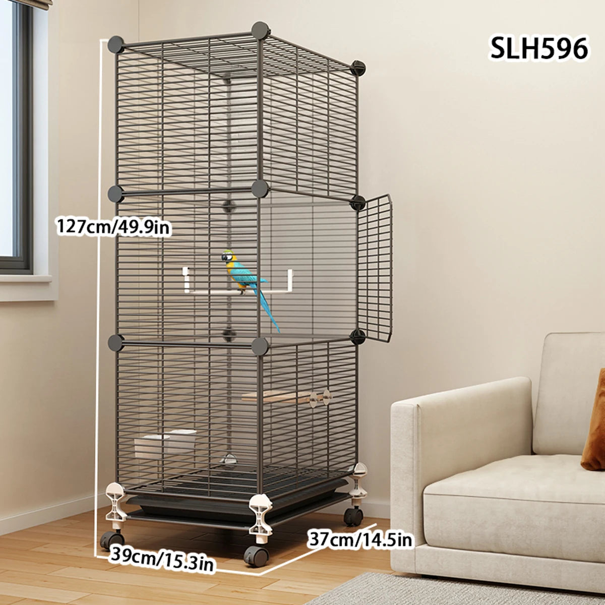 Bird Cage Large Parrot Cage Black Phoenix Myna Special Luxury House Large Thrush Tiger Skin Pearl Bird with Toilet Bird Bowl Wrought Iron Cage