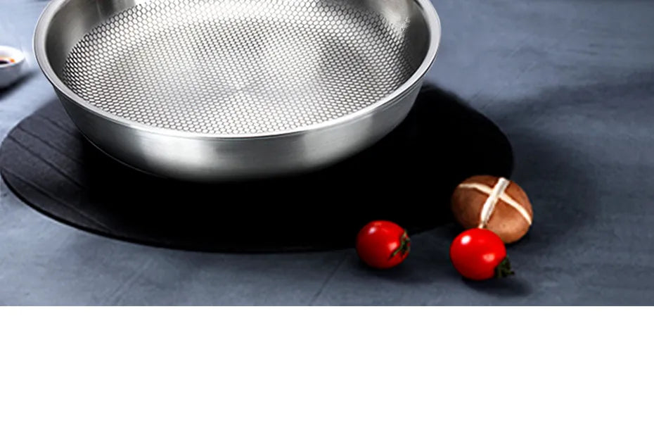 304 Stainless Steel Wok Non-Stick Frying Pan Steak Frying Pan Uncoated Kitchen Cookware Suitable For Gas Stove Induction Cooker