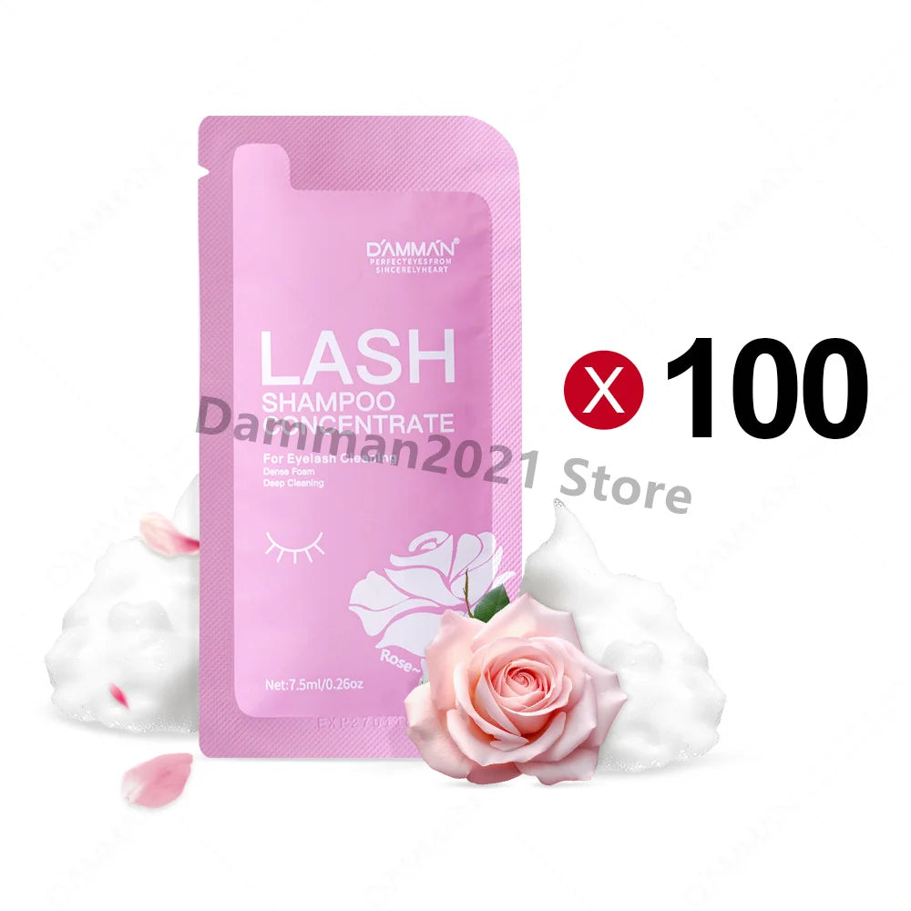 DAMMAN New Upgrades 7.5ml Eyelash Extensions Shampoo Non-irritation Lash Shampoo Concentrate Lashes Cleansing Mousse Makeup Tool