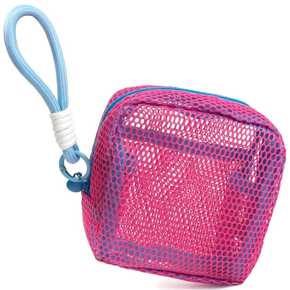 Mini Square Mesh Cosmetic Bag Zipper Storage Pouch Wristlet, Travel Organizer Coin Purse Key Holder Stationery Case Cute Gift